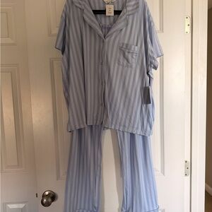 Laura Ashley Light Blue Striped Pajama Set